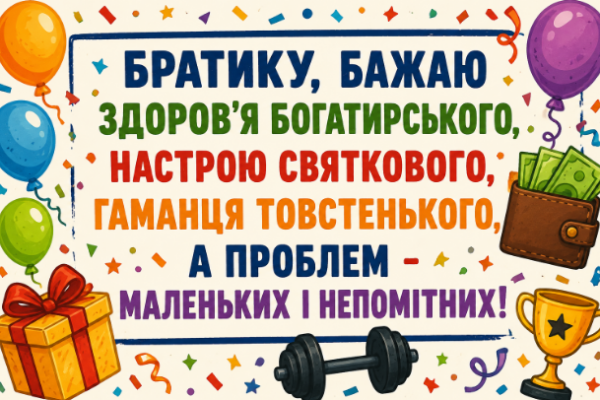 Веселі привітання з днем народження брату листівка