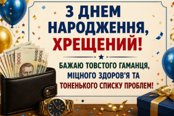 Веселі привітання з днем народження хрещеному картинка