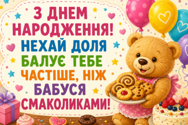 Веселі привітання з днем народження внучці відкритка