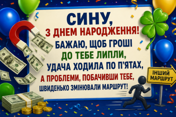 Веселі привітання з днем народження сину картинка