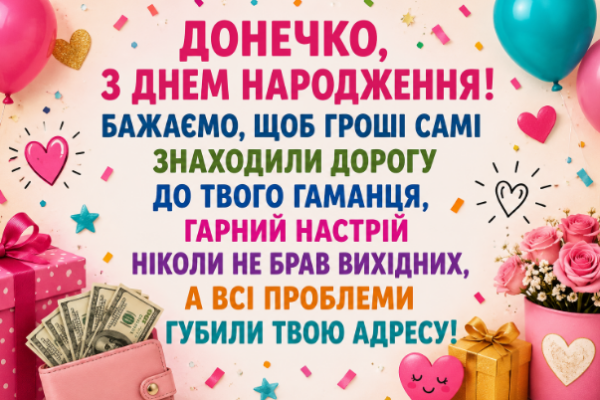 Веселі привітання з днем народження доньці картинка