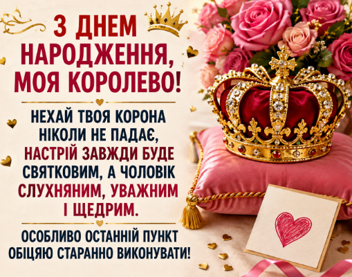 Веселі привітання з днем народження дружині картинка